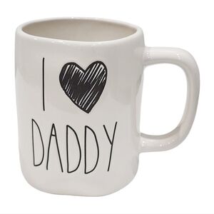 Rae Dunn I LOVE DADDY‎ Embossed Ceramic Coffee Mug 16oz Ivory